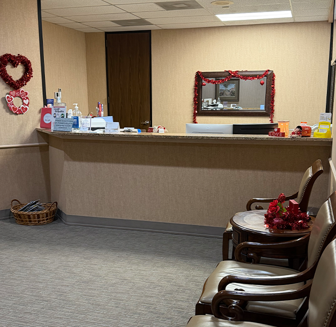 Welcoming front desk at a dental office in San Antonio