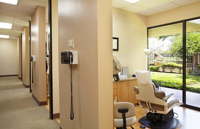 Hallway leading to dental exam rooms