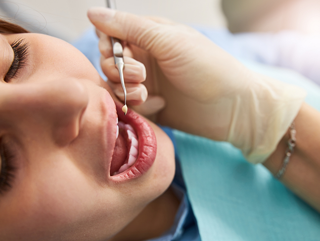 Woman getting a dental filling